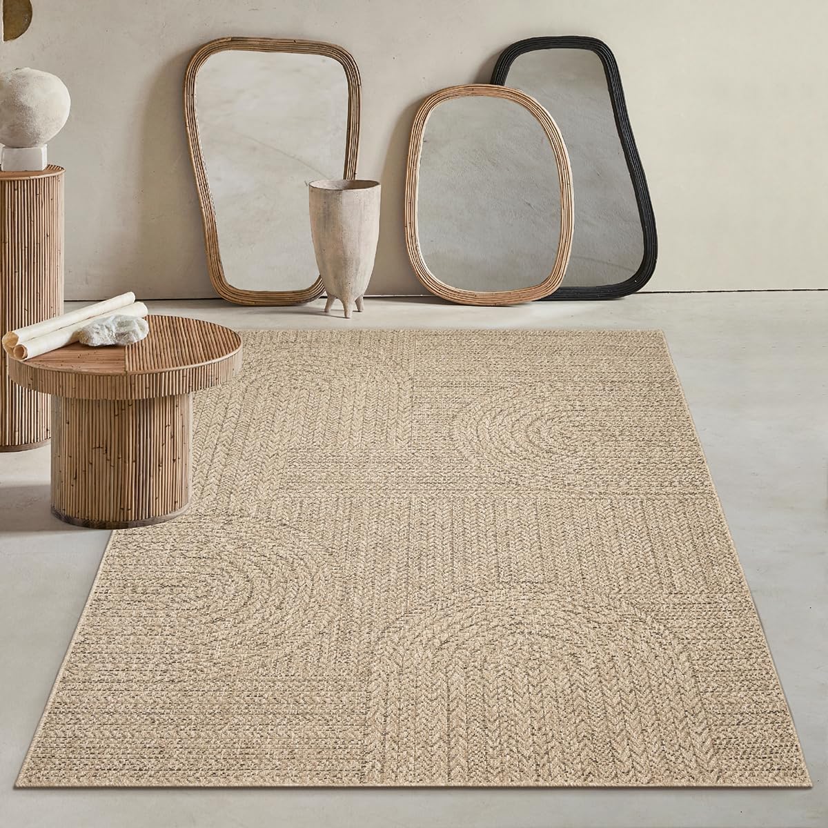 eppiche Soil - moderner Teppich im Jute-Look, perfekt für Wohnzimmer, Esszimmer & Flur, wetterbeständig und vielseitig einsetzbar – auch im Außenbereich, ca. 140 x 200 cm