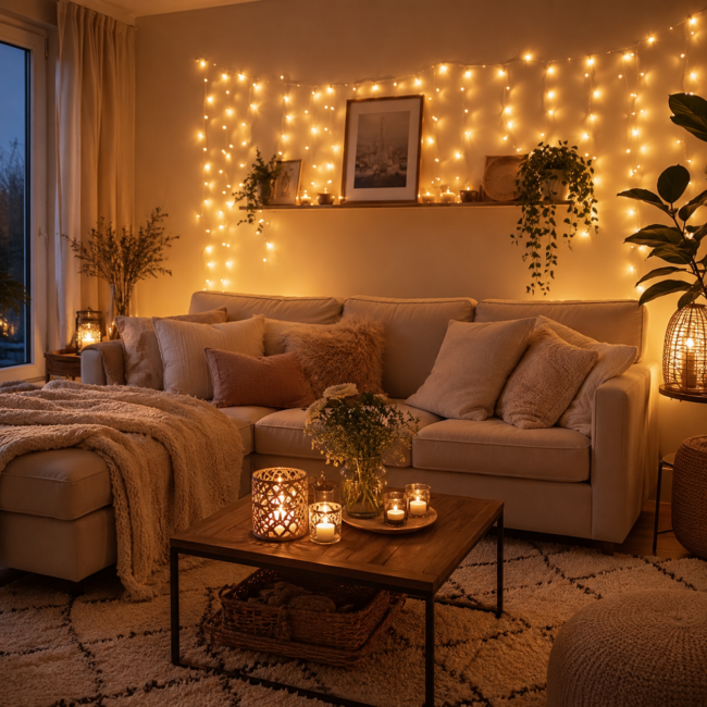 LED Lichterkette Strom innen 20 Kugeln silber, Kabel transparent | Lichterkette Steckdose innen mit Trafo, 20 LED warmweiß, transparentes Kabel, 4...