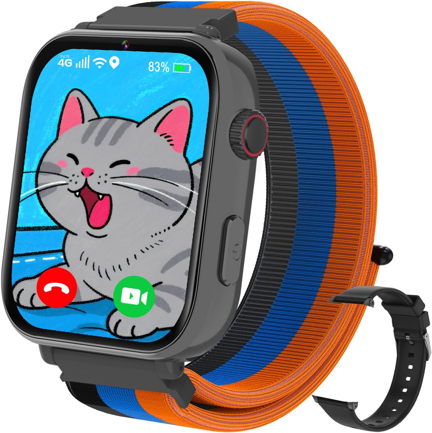 Smartwatch für Kinder, 4G GPS Kinder Smartwatch Uhr Telefon Video und Voice Smart Familienchat SMS WIFI, SOS Sport Schrittzähler Spiele, Kindergeschenke Armbanduhr Uhr für ab 4 Jahren