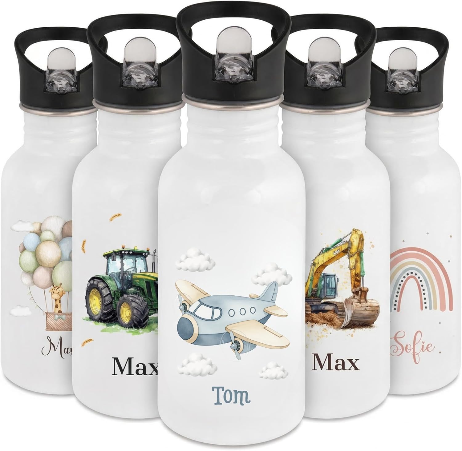 Personalisierte Trinkflasche für Kinder mit Namen – Auslaufsichere Edelstahl Trinkflasche für Schule & Kindergarten – Robuste Wasserflasche